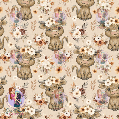 Highland Cows Autumn Floral | Woven | Retail | Average Scale