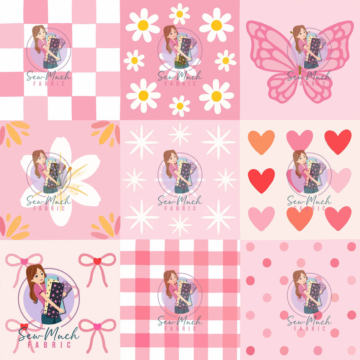Pink Patchwork Checks | Waterproof Canvas | Retail | Average Scale