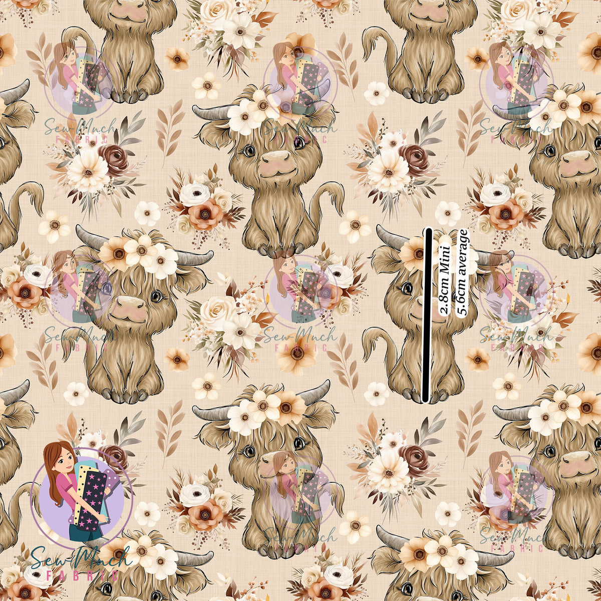 Highland Cows Autumn Floral | Woven | Retail | Average Scale