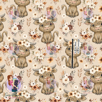 Highland Cows Autumn Floral | Woven | Retail | Average Scale