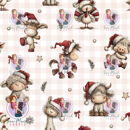 CHRISTMAS Pre-Order: Adorable Farm Animals Gingham