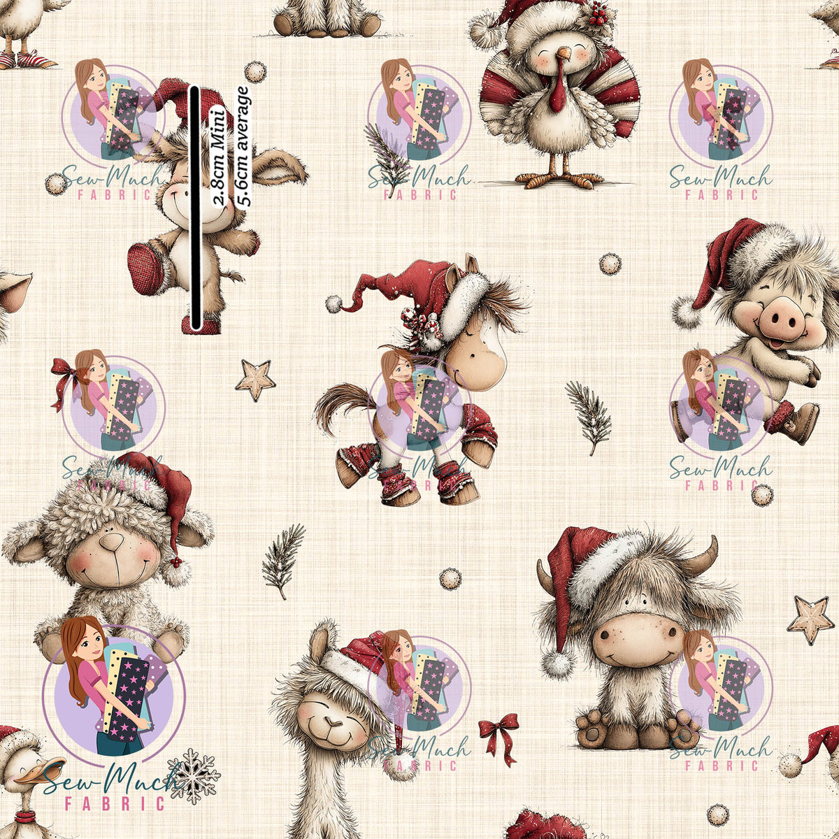 Christmas: Farm Animals Beige | Woven | Retail | Average Scale