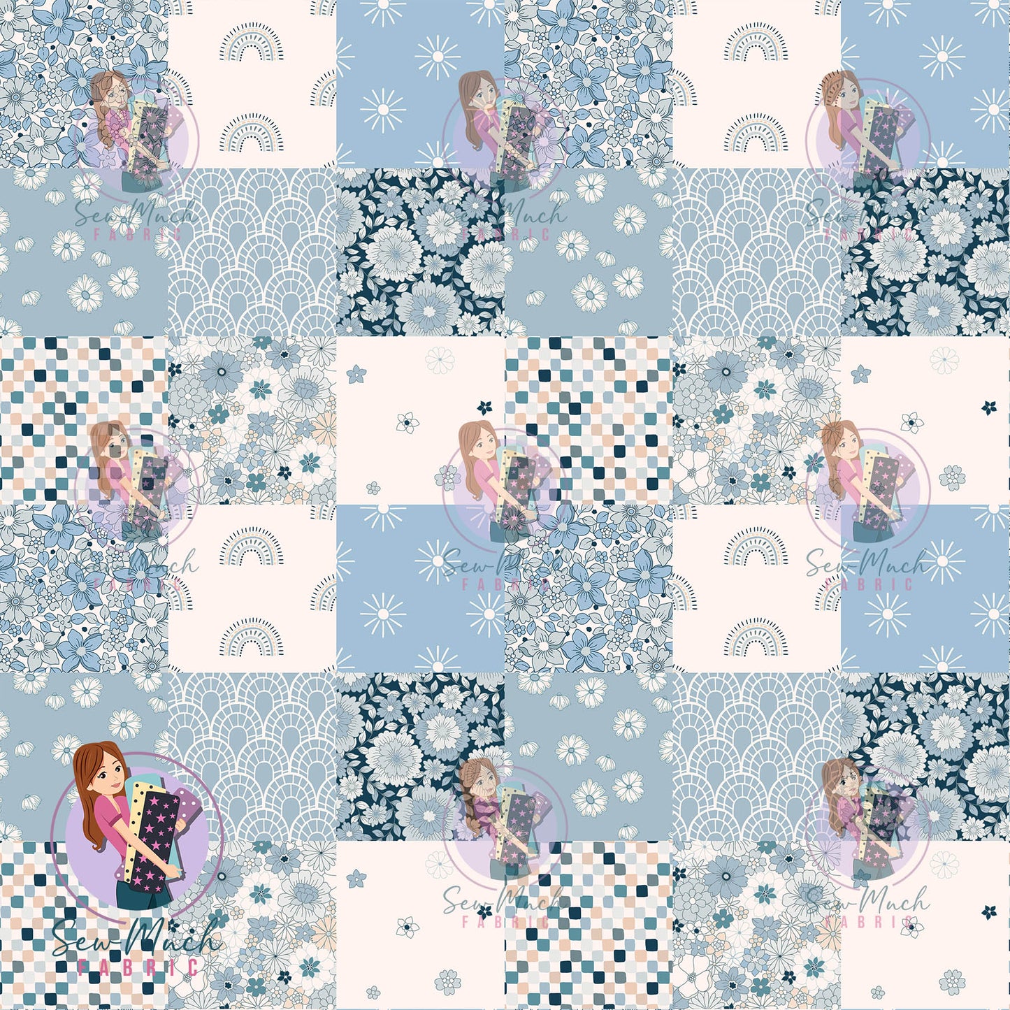 Blue Patchwork | Bamboo | Retail | Average Scale