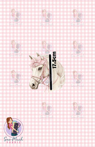 Horses Pink Gingham | PANEL | Retail | Cotton Woven