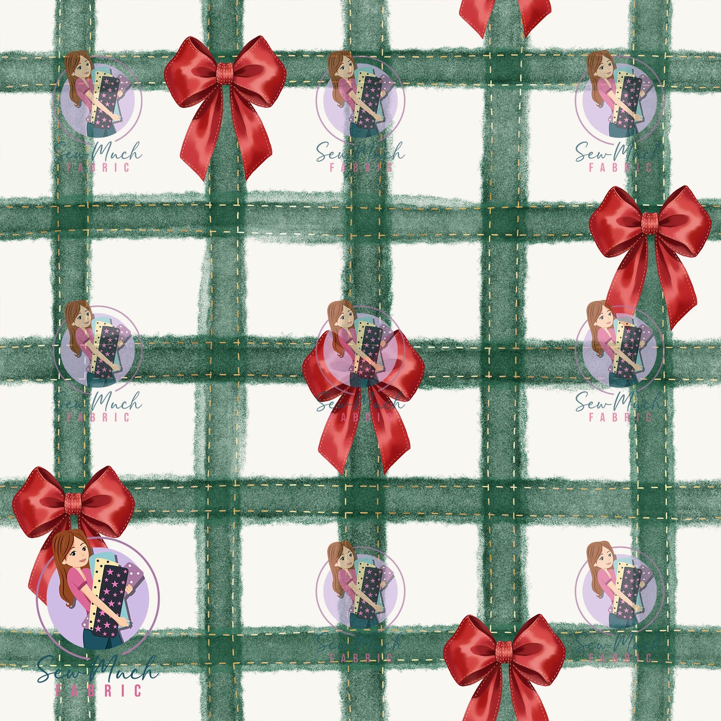CHRISTMAS Pre-Order: Green Gingham, Red Bows