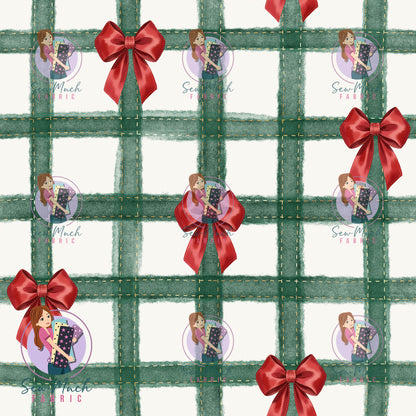 CHRISTMAS Pre-Order: Green Gingham, Red Bows