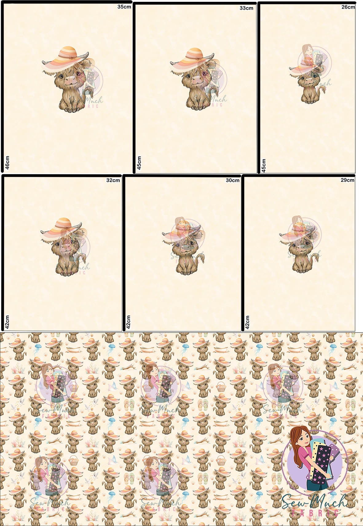 SEPTEMBER Pre-Order (1): Highland Cow Beach 'PANEL FOR ROMPERS'
