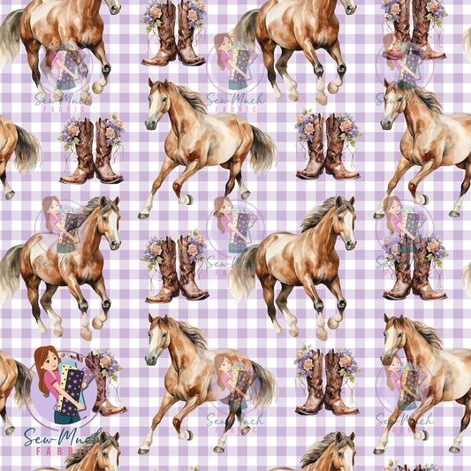 Unlimited Pre-Order: Horses Purple Gingham