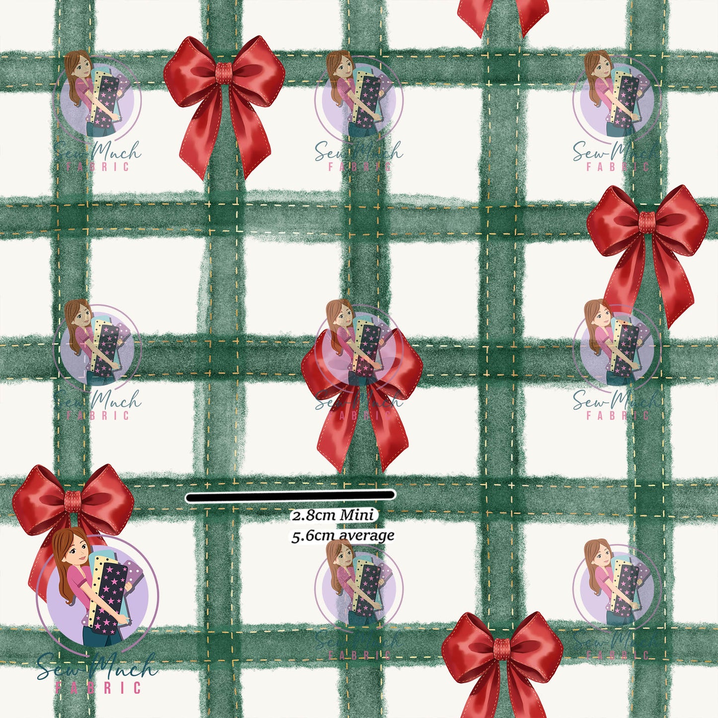 Christmas: Green Gingham & Bows | Woven | Retail | MINI Scale