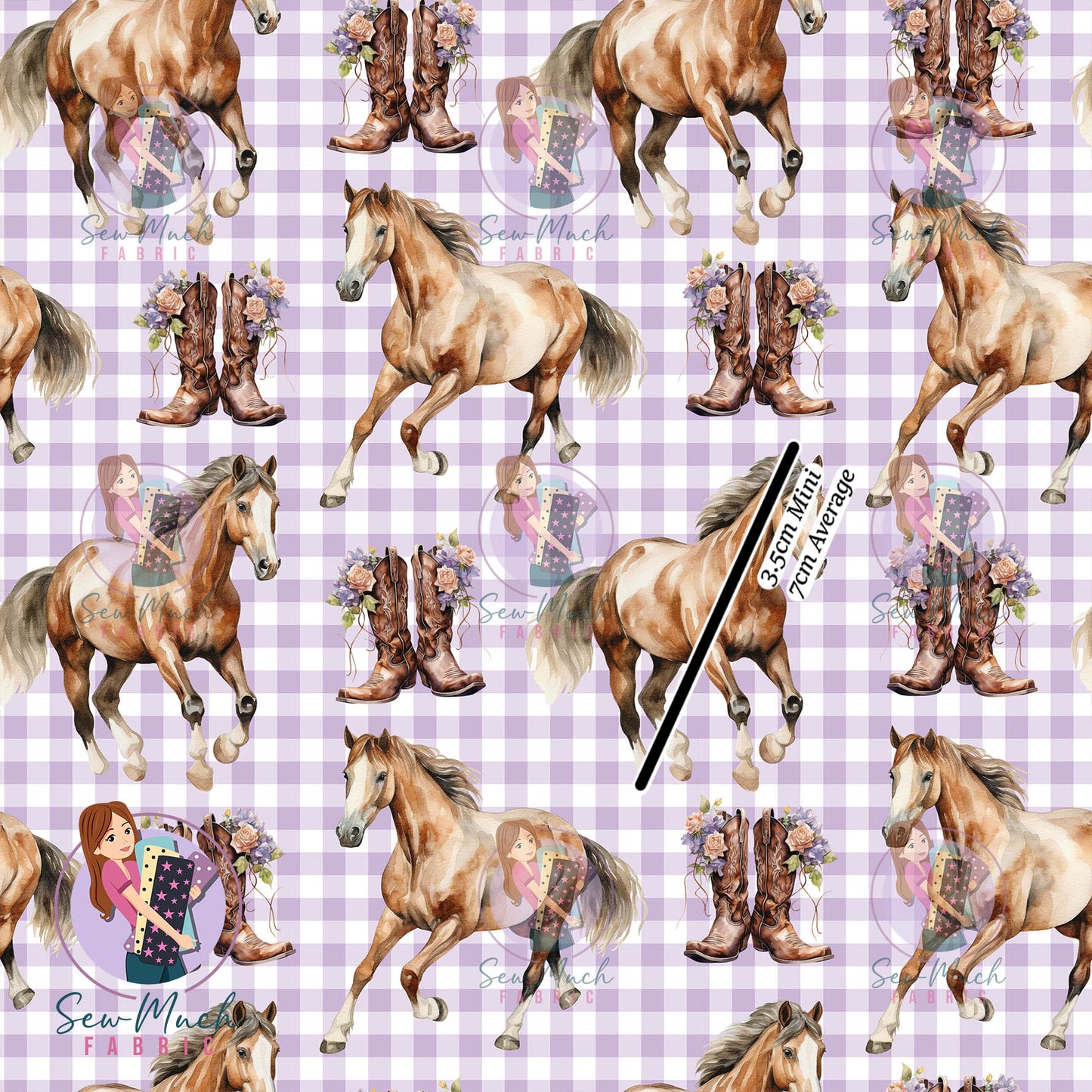 Unlimited Pre-Order: Horses Purple Gingham