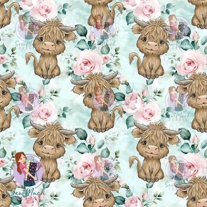 Highland Cows Aurora Floral | Woven | Retail | MINI Scale