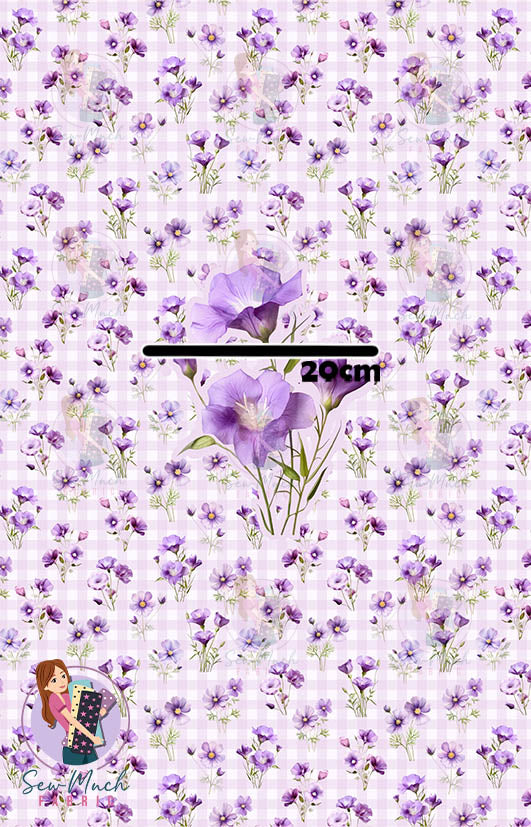 Purple Floral Gingham | Panel | Retail | French Terry