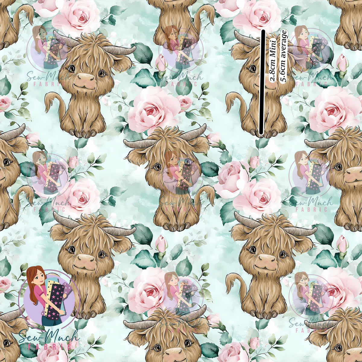 Highland Cows Aurora Floral | Woven | Retail | MINI Scale