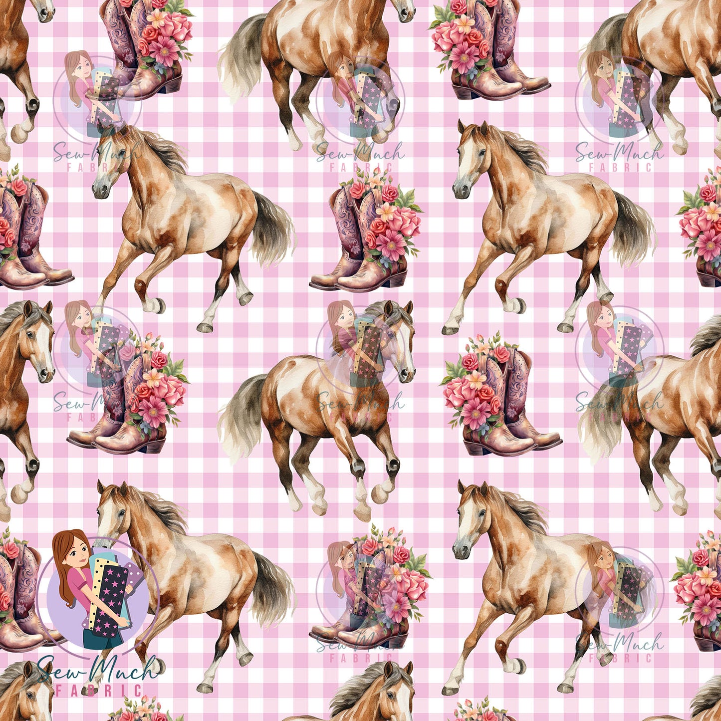 Unlimited Pre-Order: Horses Pink Gingham
