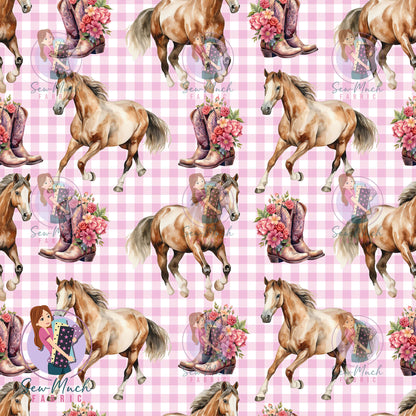 Unlimited Pre-Order: Horses Pink Gingham