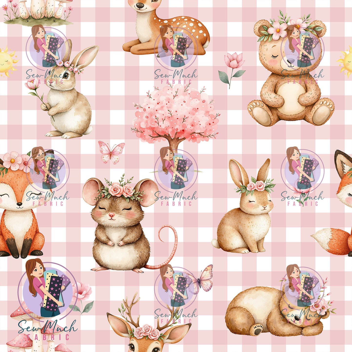 JULY Pre-Order (2): Woodland Animals Pink Gingham