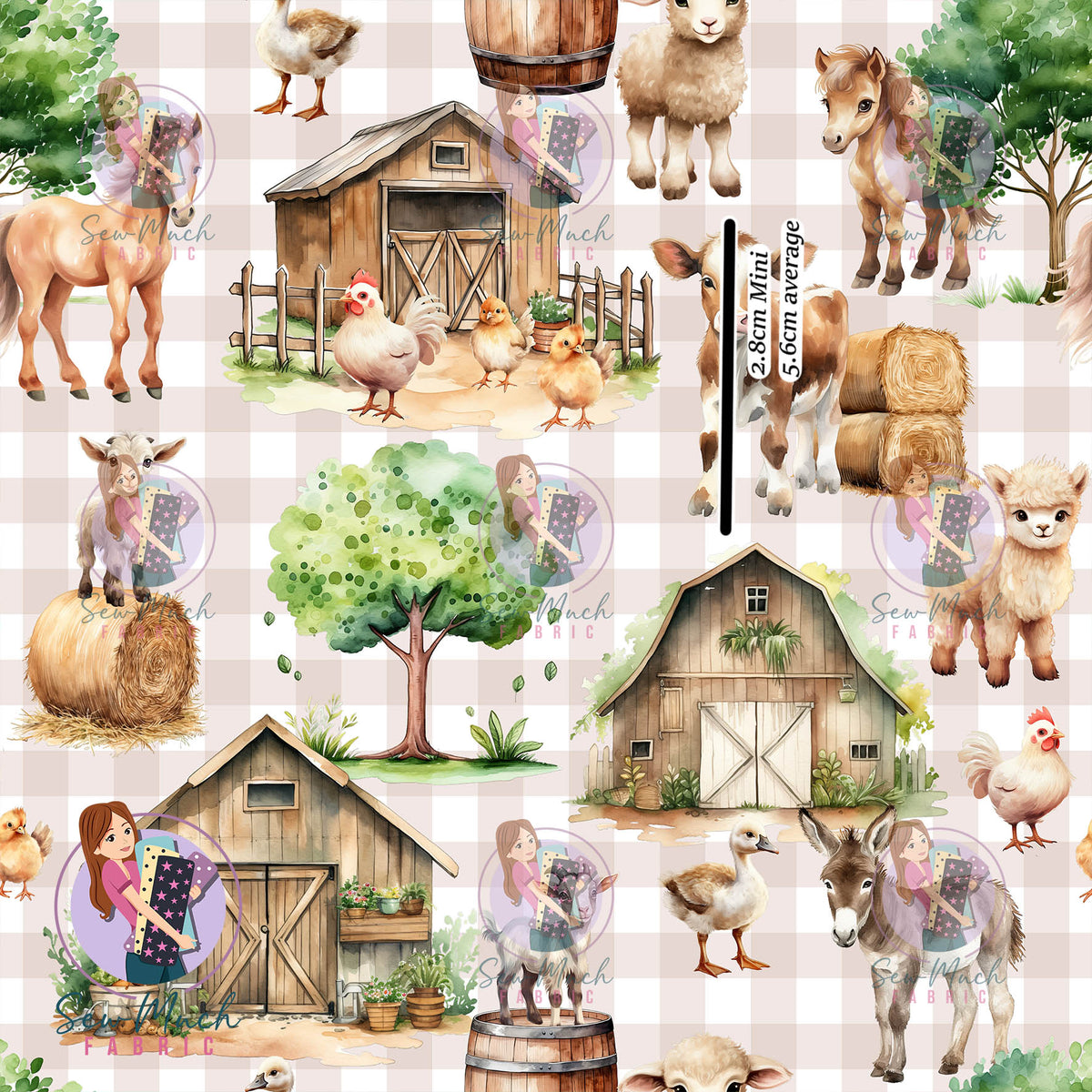 Farmyard Gingham | MINKY | Retail | Average Scale