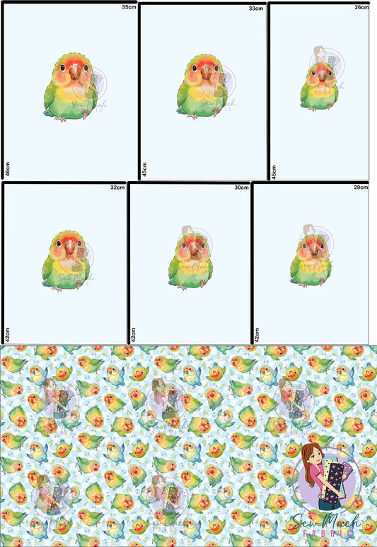 AUGUST Pre-Order (1): Lovebirds Blue 'PANEL FOR ROMPERS'
