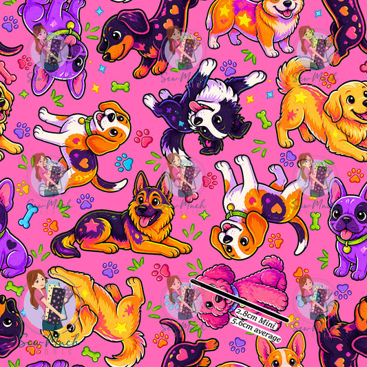 Dogs Pink | Woven | Retail | MINI Scale