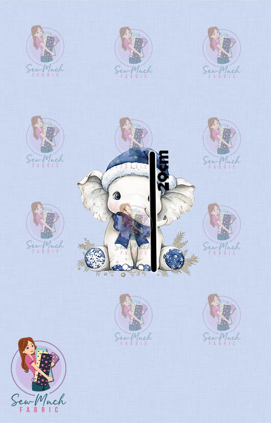 Christmas: Blue Elephant | Panel | Retail | Cotton Knit