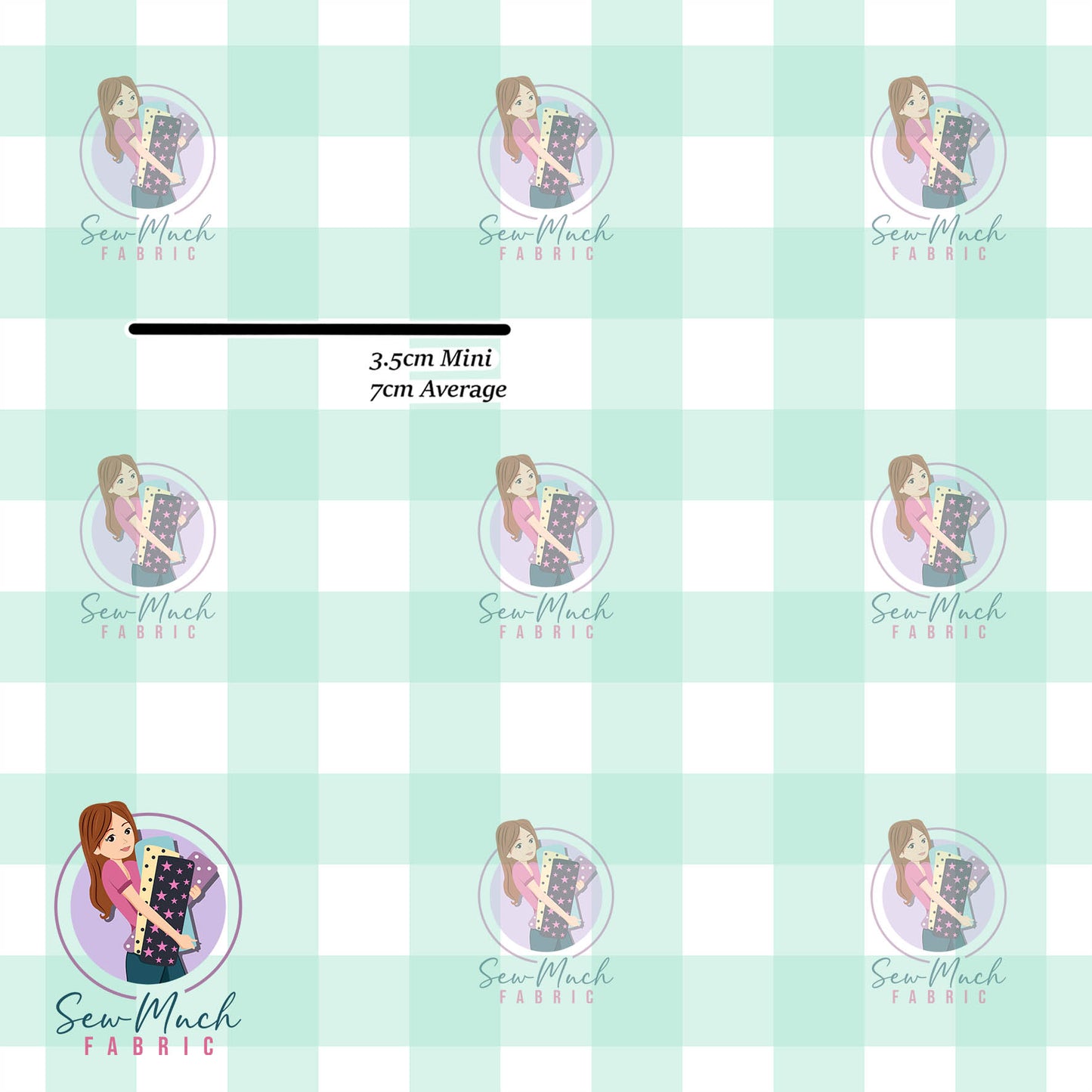 Aqua Gingham | MINKY| Retail | Average Scale