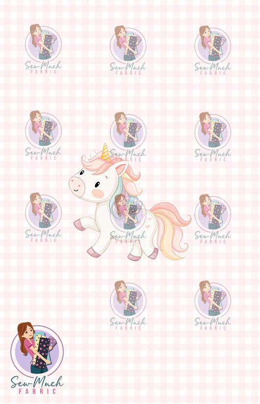 JULY Pre-Order (1): Unicorn Pink Gingham  PANEL