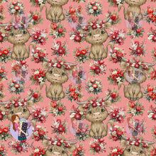 Load image into Gallery viewer, Christmas: Highland Cow Aussie Floral | Knit | Retail | MINI Scale
