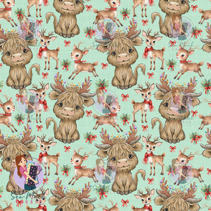 Christmas: Highland Cow Reindeer | Woven | Retail | Average Scale