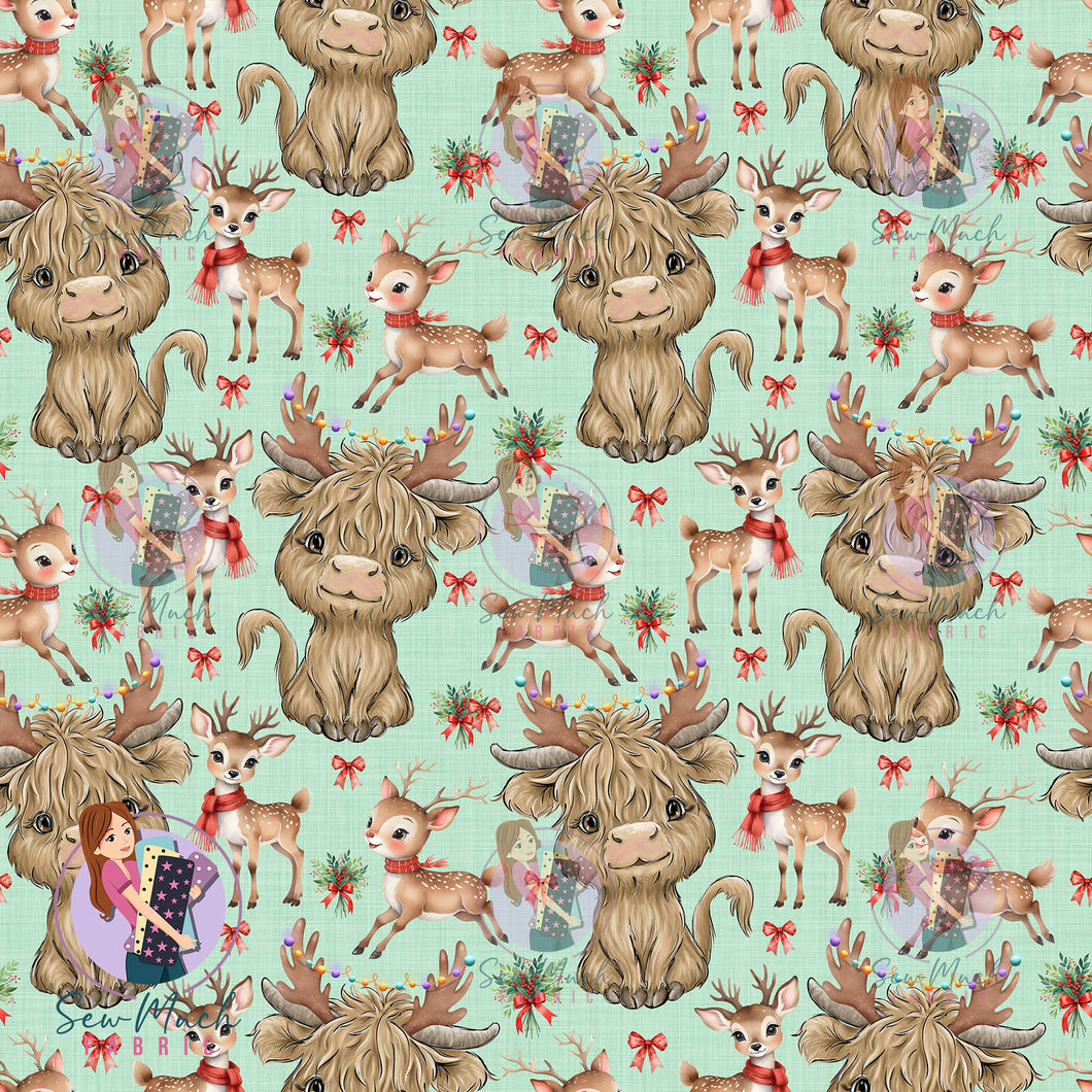 Christmas: Highland Cow Reindeer | Woven | Retail | Average Scale