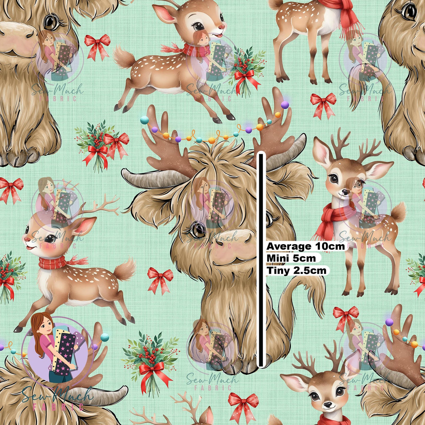 Christmas: Highland Cow Reindeer | Woven | Retail | Average Scale