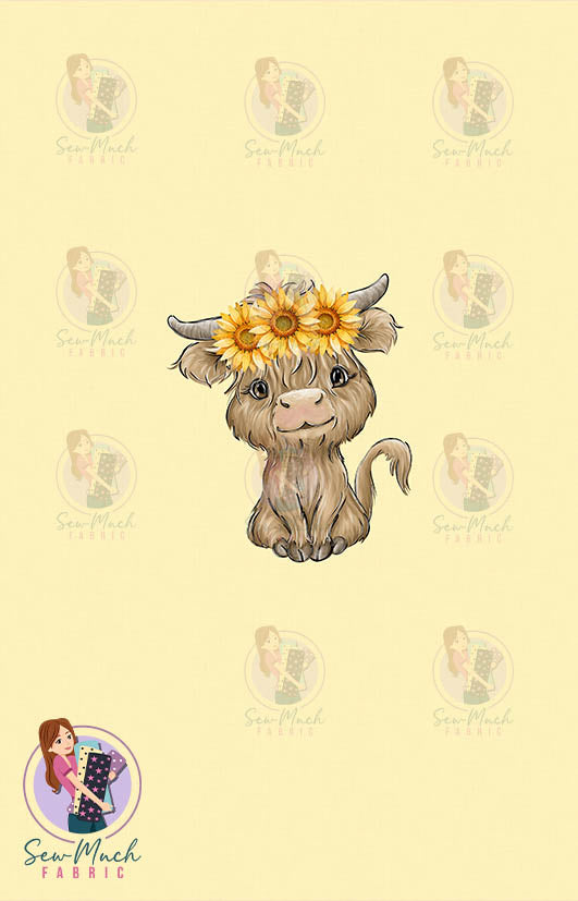 AUGUST Pre-Order (2): Highland Cow Sunflower PANEL
