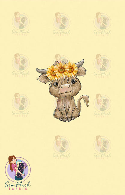 AUGUST Pre-Order (2): Highland Cow Sunflower PANEL