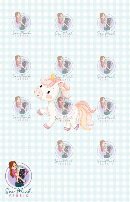 JULY Pre-Order (1): Unicorn Blue Gingham PANEL