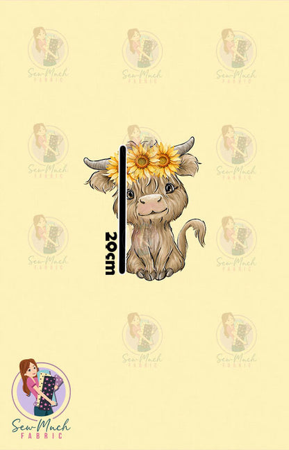 AUGUST Pre-Order (2): Highland Cow Sunflower PANEL