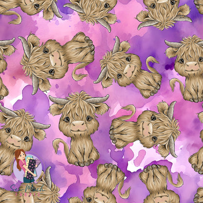 Highland Cows Purple | Woven | Retail | Average Scale
