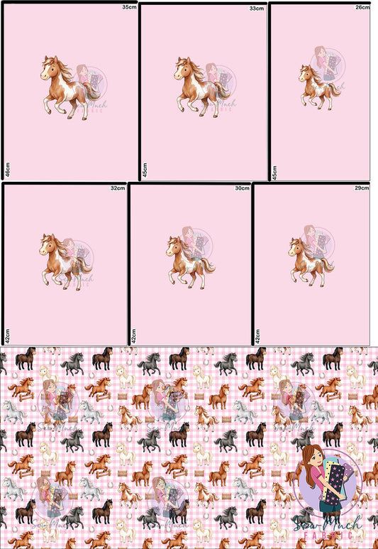 OCTOBER Pre-Order (2): Horses Pink 'PANEL FOR ROMPERS'