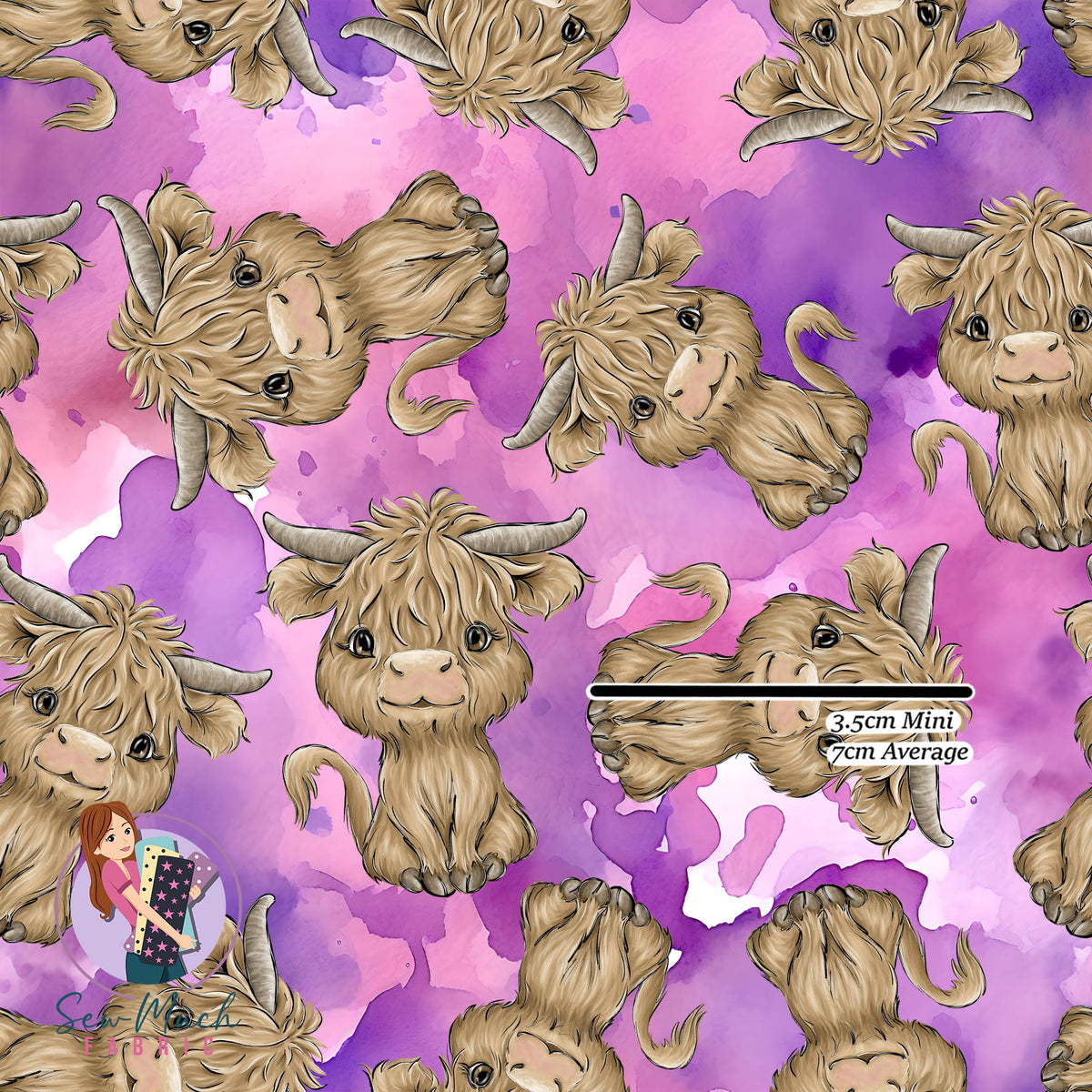Highland Cows Purple | Woven | Retail | Average Scale