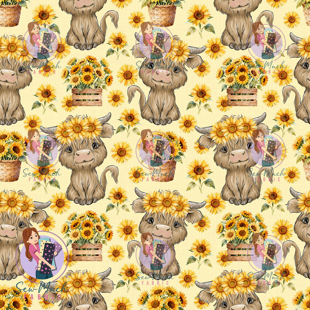 Highland Cows Sunflower Pot | Knit | Retail | Average Scale