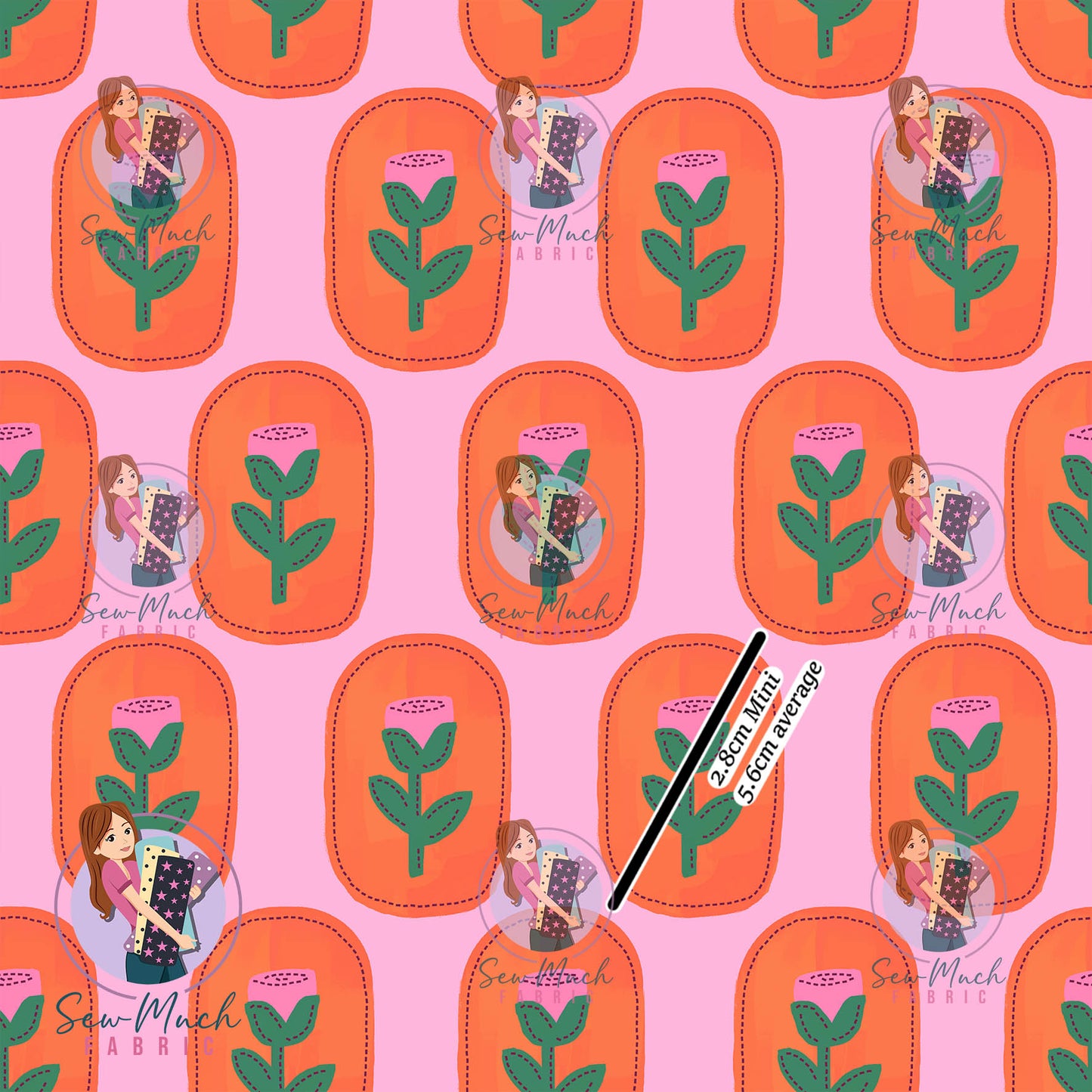 Floral Pink & Orange | French Terry | Retail | MINI scale