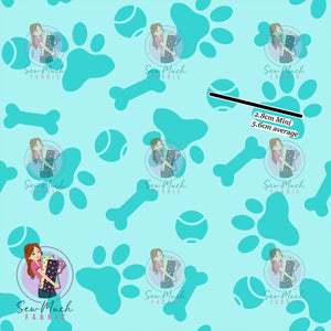Aqua Paw Prints | Woven | Retail | Average Scale