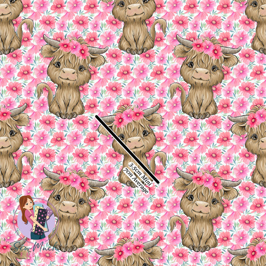 Highland Cows Bright Pink | Woven | Retail | MINI Scale