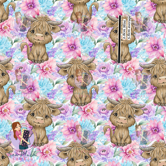 Highland Cow Colourful Floral | Canvas | Retail | Average Scale