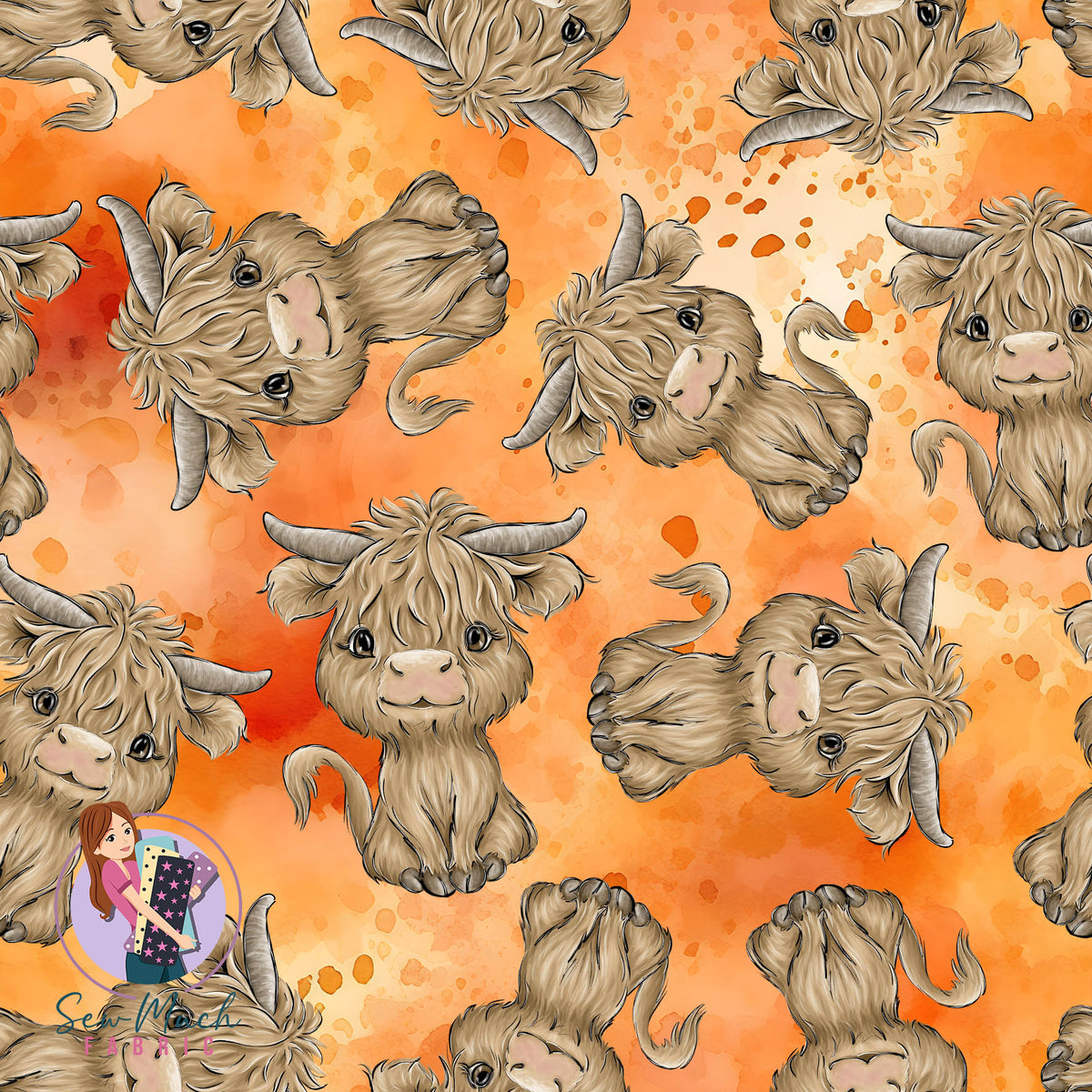 Highland Cows Orange | Woven | Retail | Average Scale