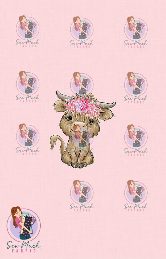 CHRISTMAS Pre-Order: Highland Cow Pink Nutcracker PANEL