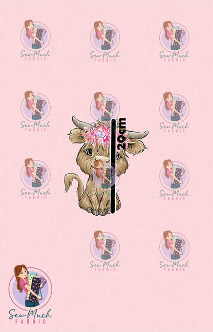 CHRISTMAS Pre-Order: Highland Cow Pink Nutcracker PANEL