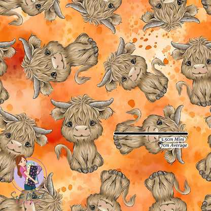 Highland Cows Orange | Woven | Retail | Average Scale