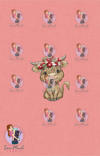 CHRISTMAS Pre-Order: Highland Cow Aussie Floral PANEL