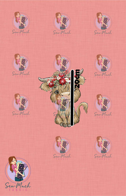 CHRISTMAS Pre-Order: Highland Cow Aussie Floral PANEL