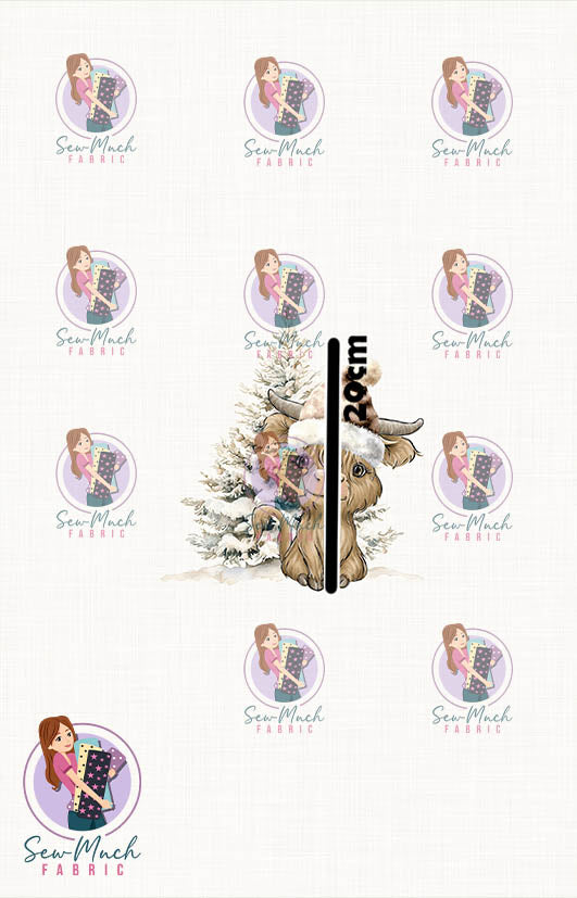CHRISTMAS Pre-Order: Highland Cow Winter Wonderland PANEL