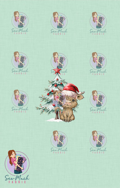CHRISTMAS Pre-Order: Highland Cow Christmas Tree PANEL